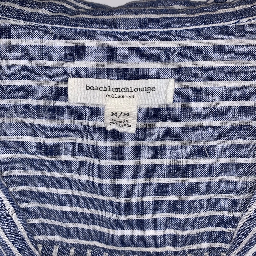 Beachlunchlounge Striped Linen Blouse | SZ M - Picture 2 of 3